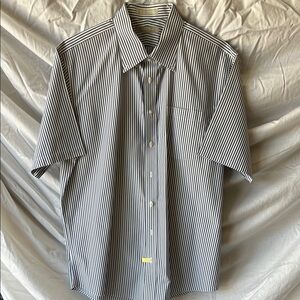 Nordstrom White and Blue Casual Button Down Short Sleeve Shirt